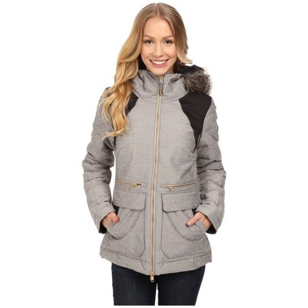 Lole Shine Jacket in Meteor Reversible Down Puffer Parka Size XS Grey Black Warm